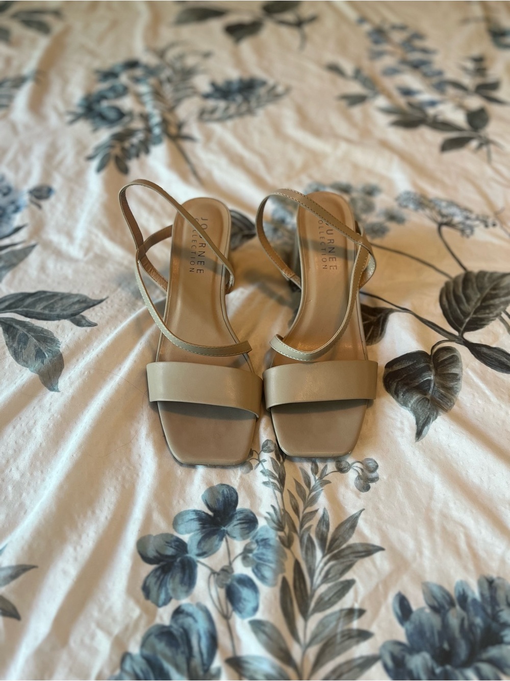 Journee Collection Taupe Strappy Square-Toe Heels